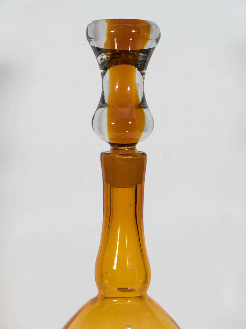 Mid-Century Modern Midcentury Joel Myers for Blenko Glass Wheat Colored Decanter #6934