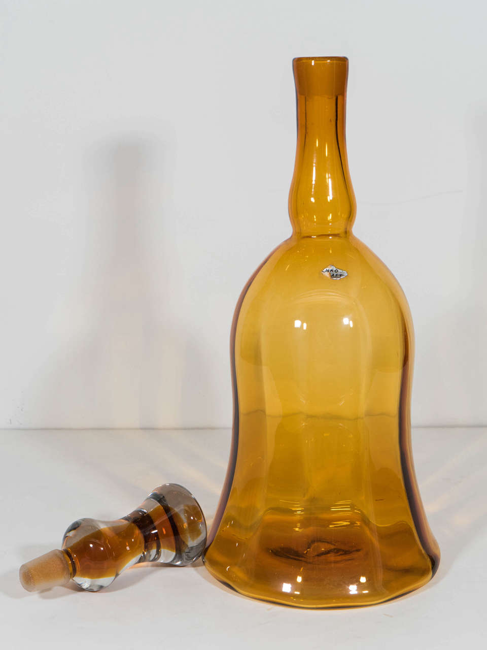 20th Century Midcentury Joel Myers for Blenko Glass Wheat Colored Decanter #6934