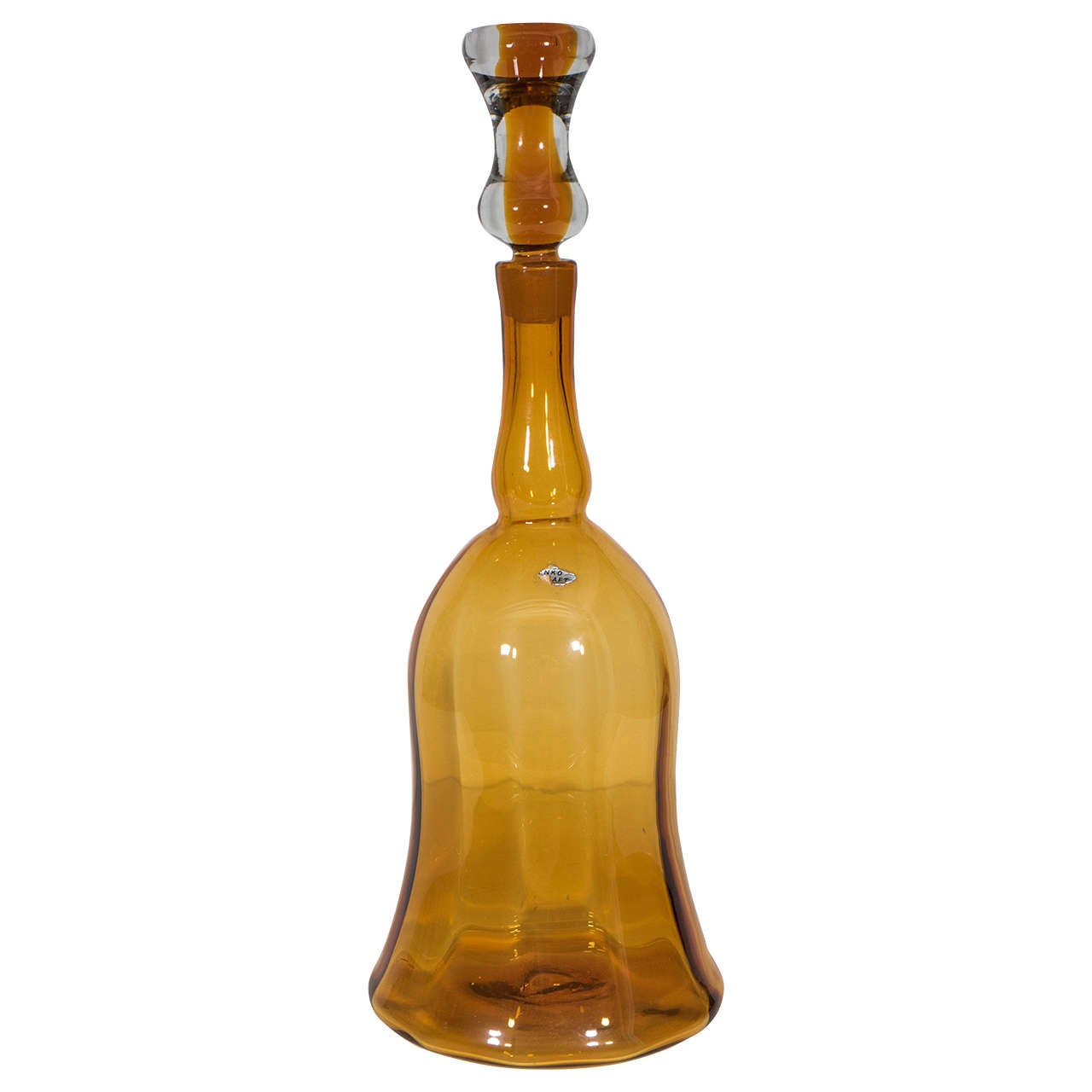 Midcentury Joel Myers for Blenko Glass Wheat Colored Decanter #6934