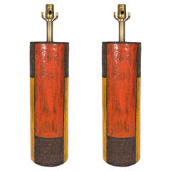 Paire de lampes de table en céramique Raymor Bitossi du milieu du siècle dernier