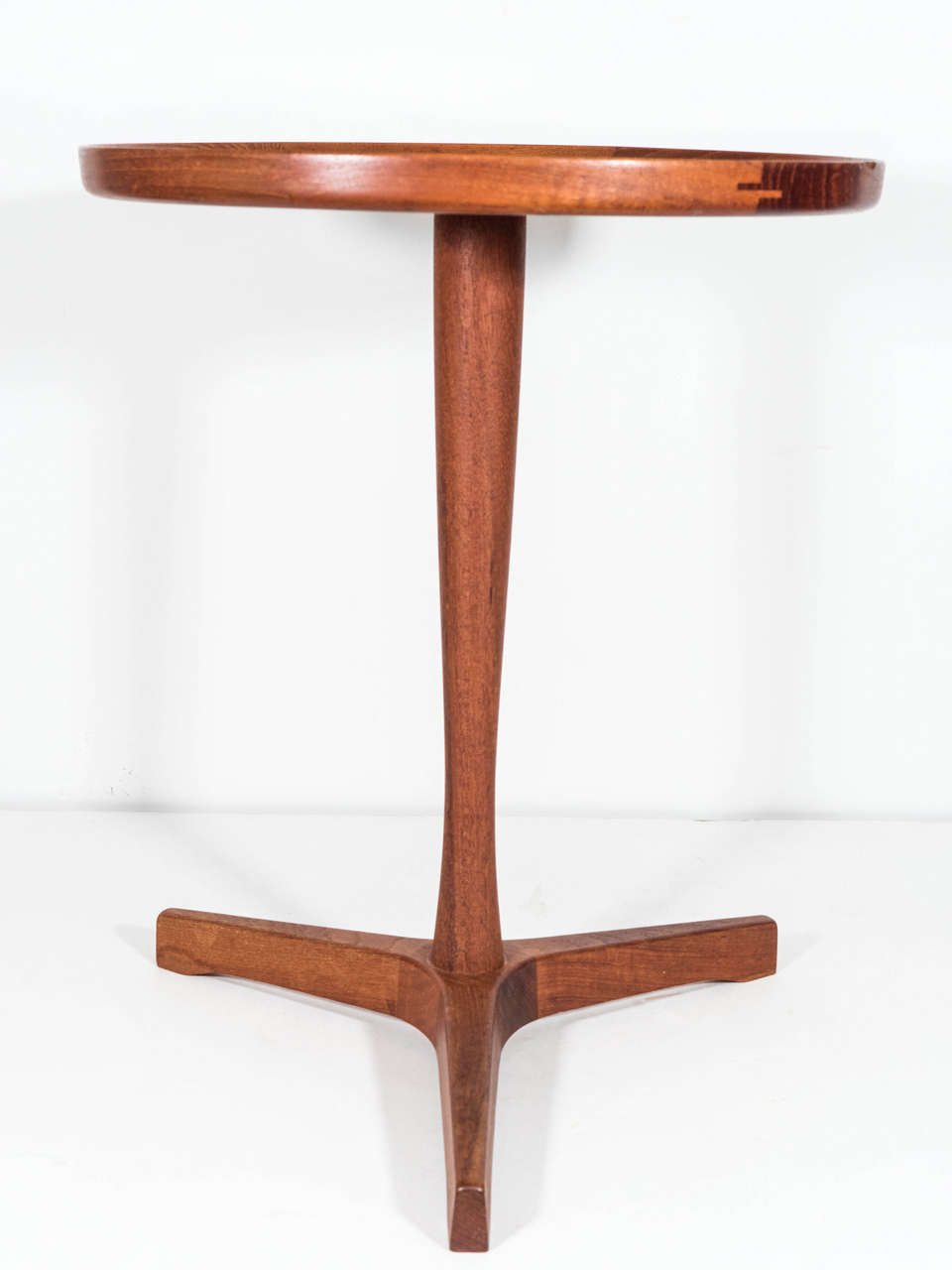 Wood Scandinavian Modern Hans Andersen Teak Side Table with Red Top