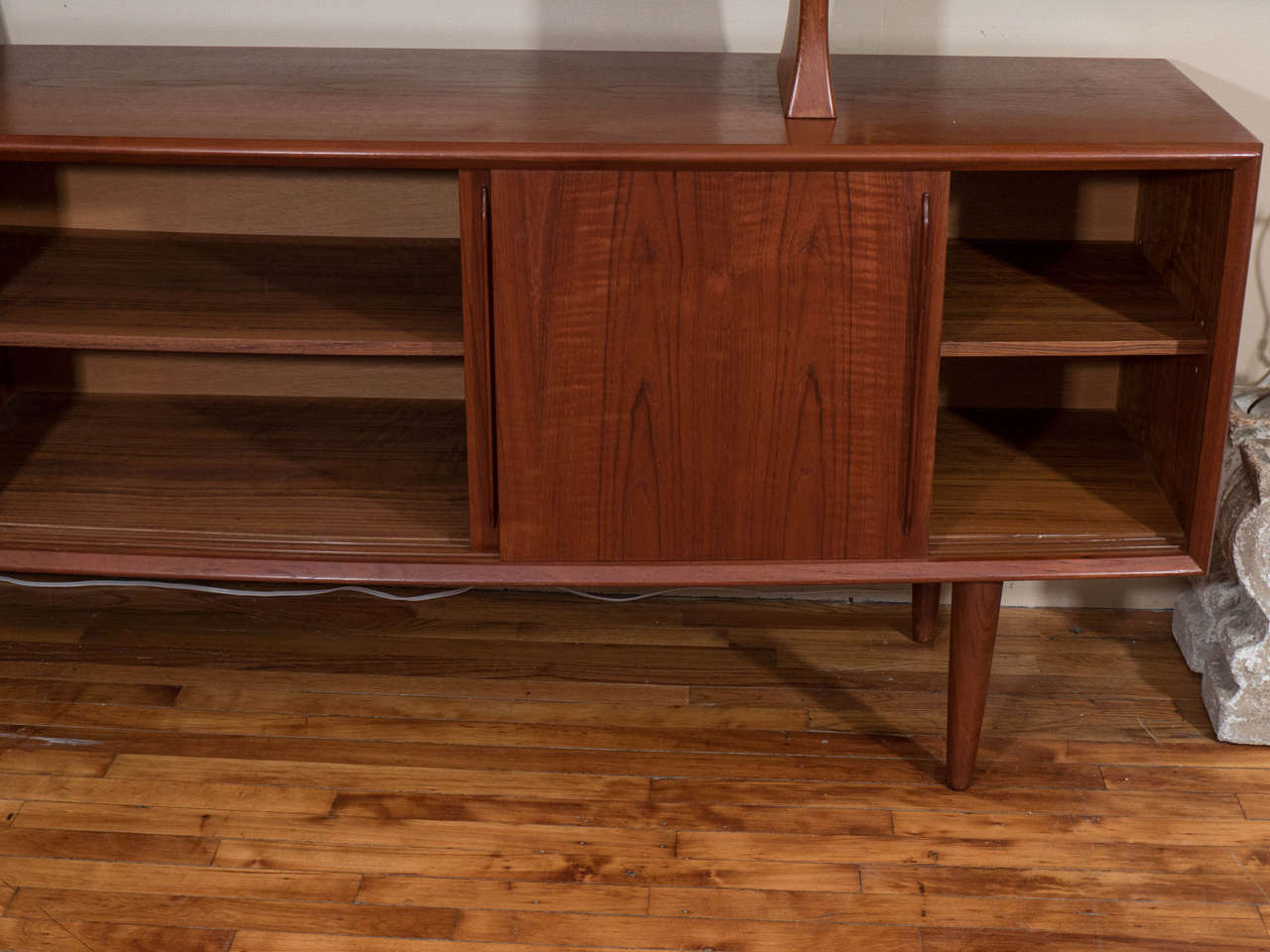 Scandinavian Modern Midcentury Arne Vodder for H.P. Hansen Teak Credenza and Glass Front Cabinet Top