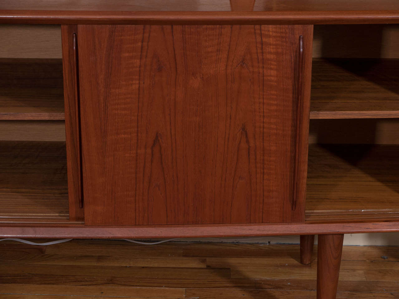 Danish Midcentury Arne Vodder for H.P. Hansen Teak Credenza and Glass Front Cabinet Top