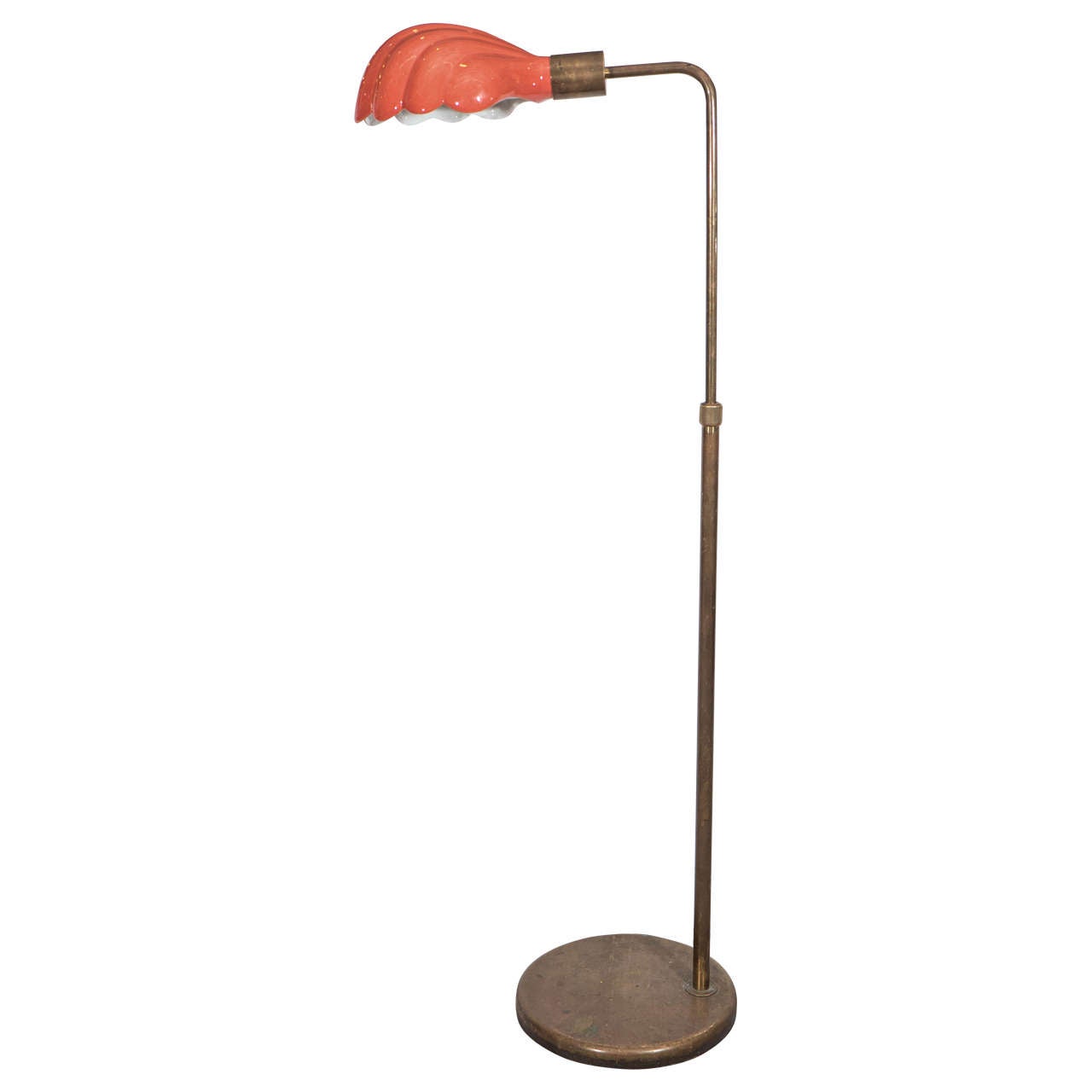 Midcentury Italian Floor Lamp with Scallop Shell Form Shade
