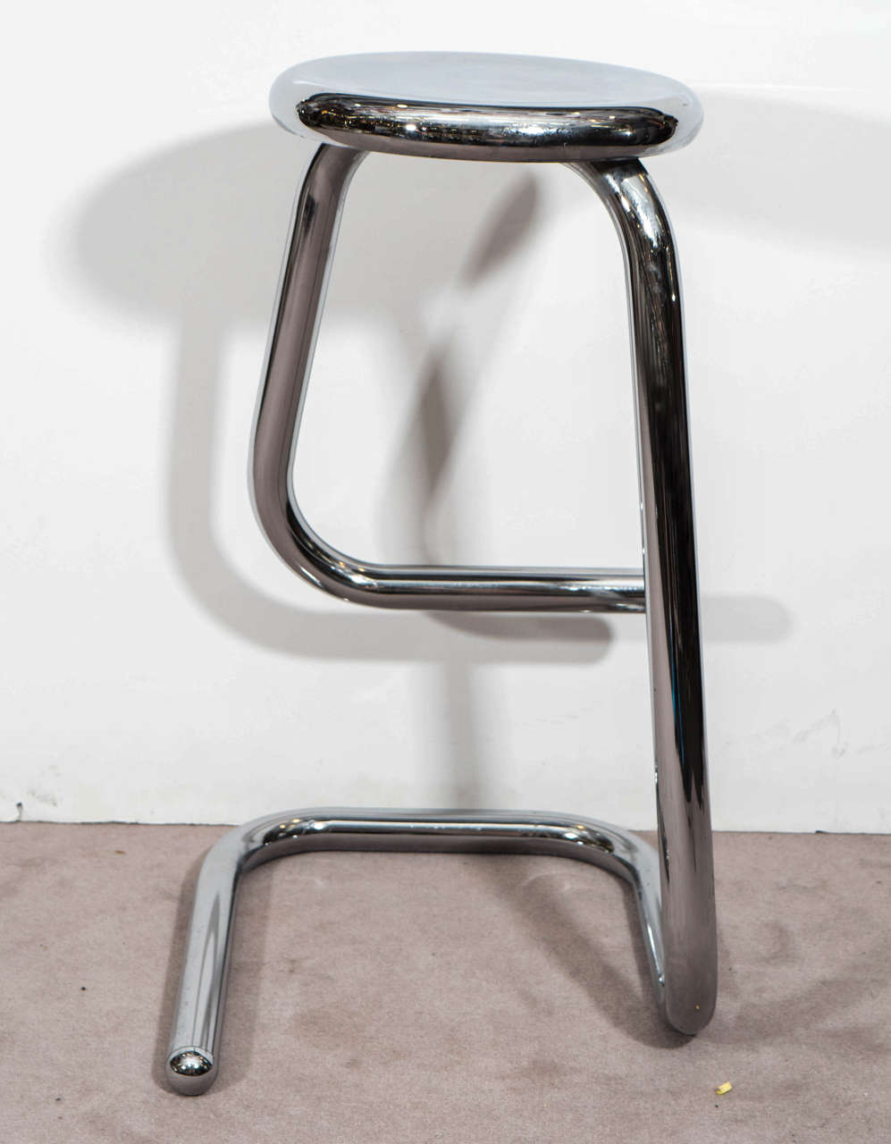 Mid-Century Modern Mid Century Pair of Chrome Paperclip Bar Stools for Kinetics