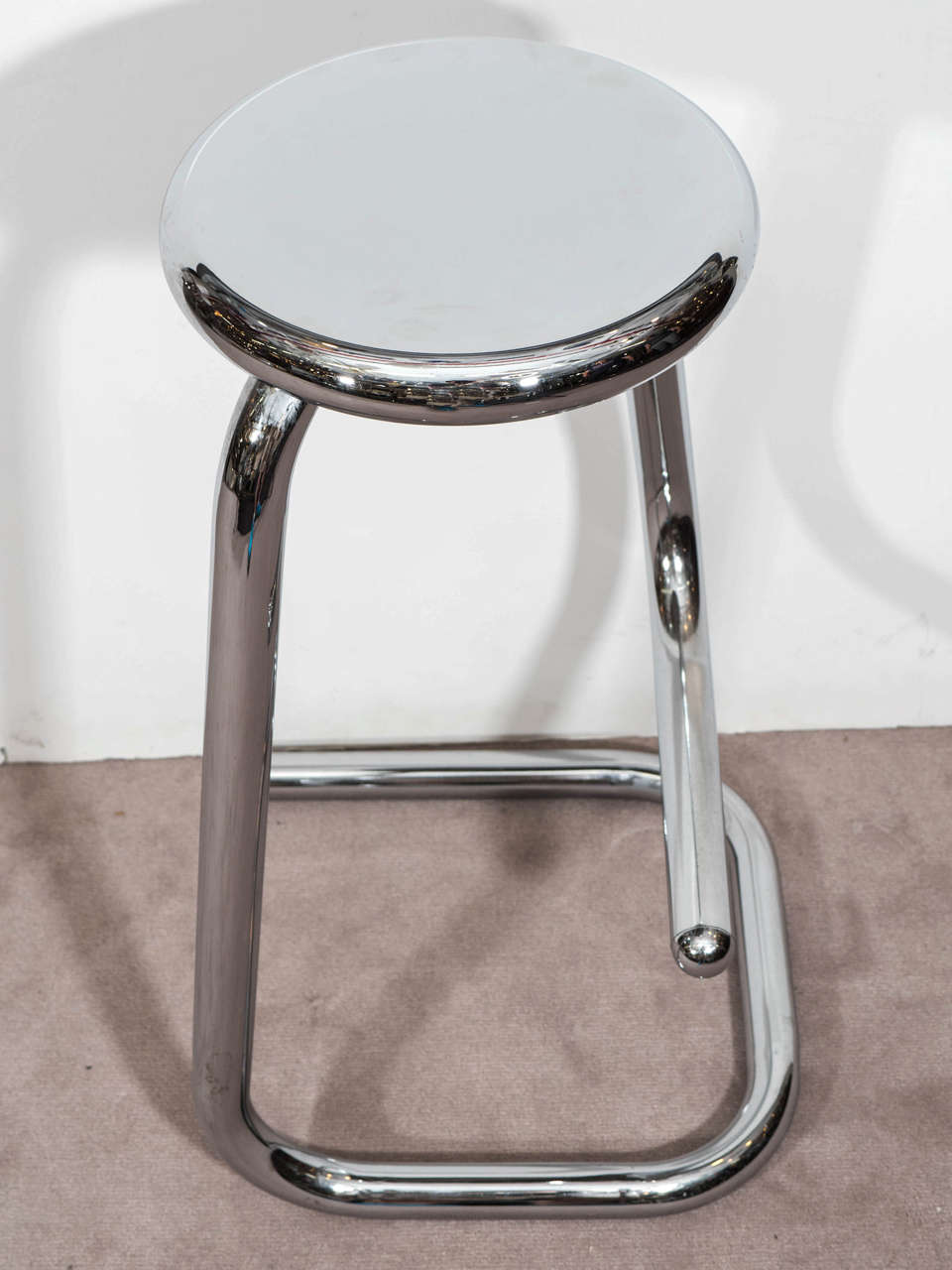 Mid Century Pair of Chrome Paperclip Bar Stools for Kinetics In Good Condition In New York, NY