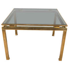 Mid-Century Guy Lefevre for Maison Jansen Brass and Glass Side or End Table 4