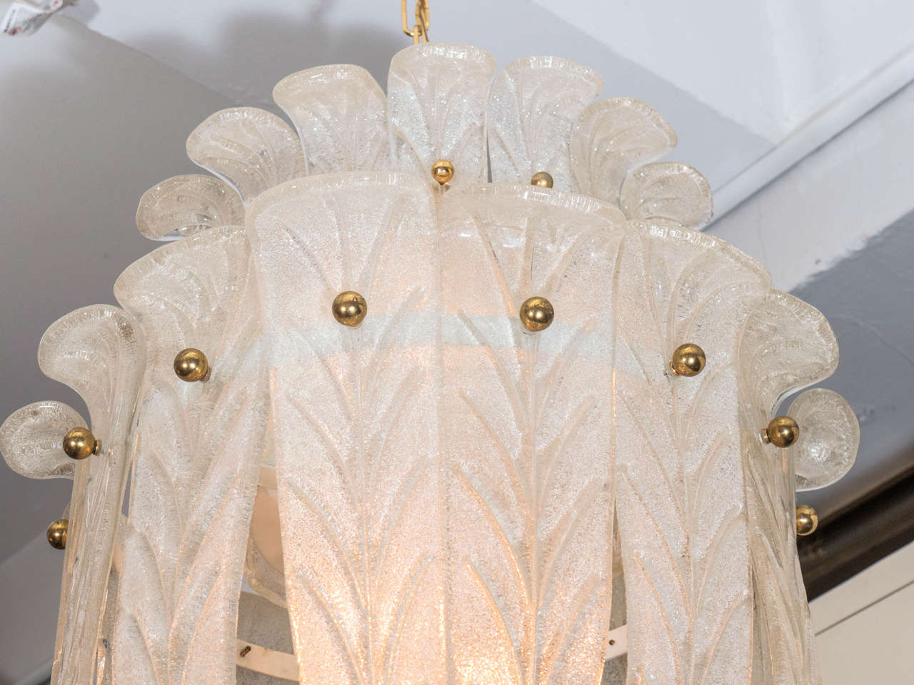 Midcentury Barovier & Toso Glass Floral Chandelier In Good Condition In New York, NY