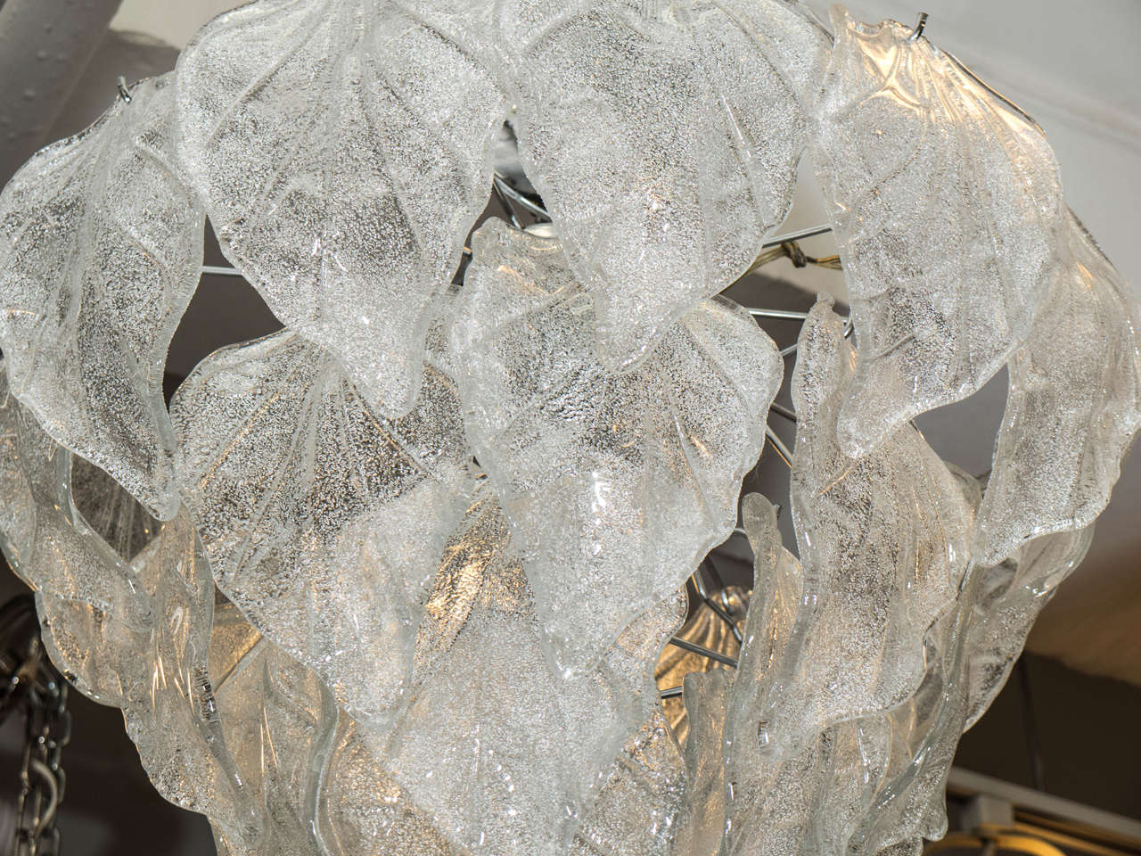 Mid-Century Modern Midcentury Murano Glass Leaf Chandelier