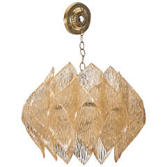 Mid-Century Kalmar Style Chandelier with a Folded Amber Acrylic Shade 11