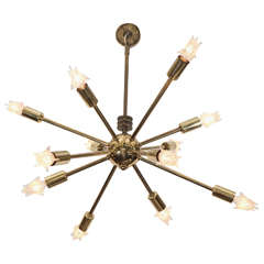 Midcentury 12-Arm "Sputnik" Brass Pendant
