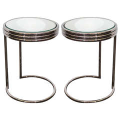 Pair of Art Deco Style Chrome Side or End Tables