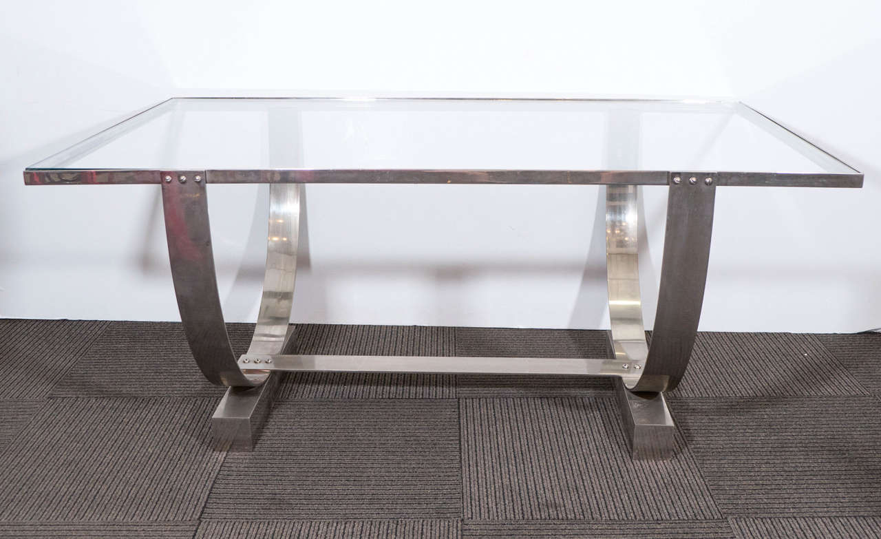 Amazing Modernist Donald Deskey U Design Nickeled Bronze/Steel Console