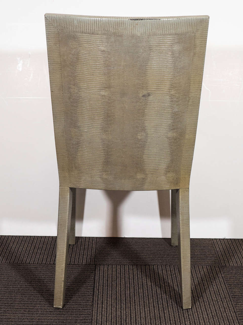 Late 20th Century Vintage Set of Six Signed and Dated Karl Springer Faux Lizard Skin Chairs For Sale