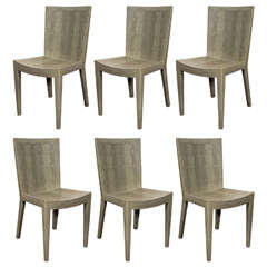 Vintage Set of Six Signed and Dated Karl Springer Faux Lizard Skin Chairs