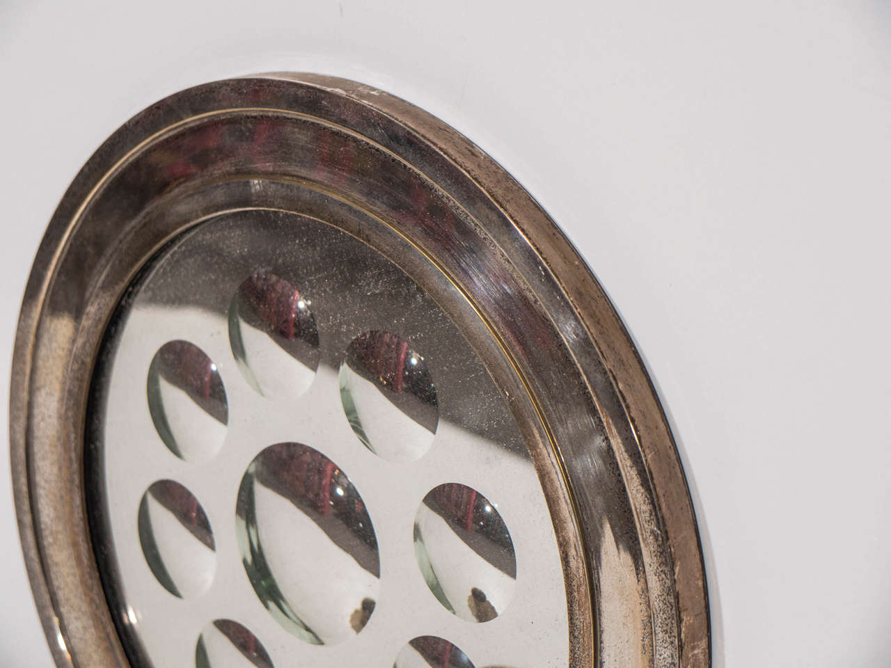 Silvered Midcentury Pair of Mirrored Chrome Candle Sconces Attributed to Fornasetti