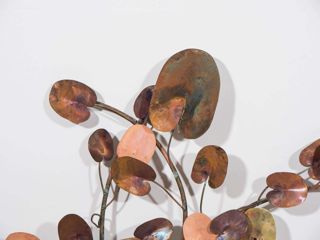 Mid-Century Modern Mid Century Mixed Metal Lily Pad Wall Sculpture Inspired by Curtis Jeré