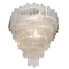 Mid-Century Large Five-Tier Venini Pentafoil Chandelier