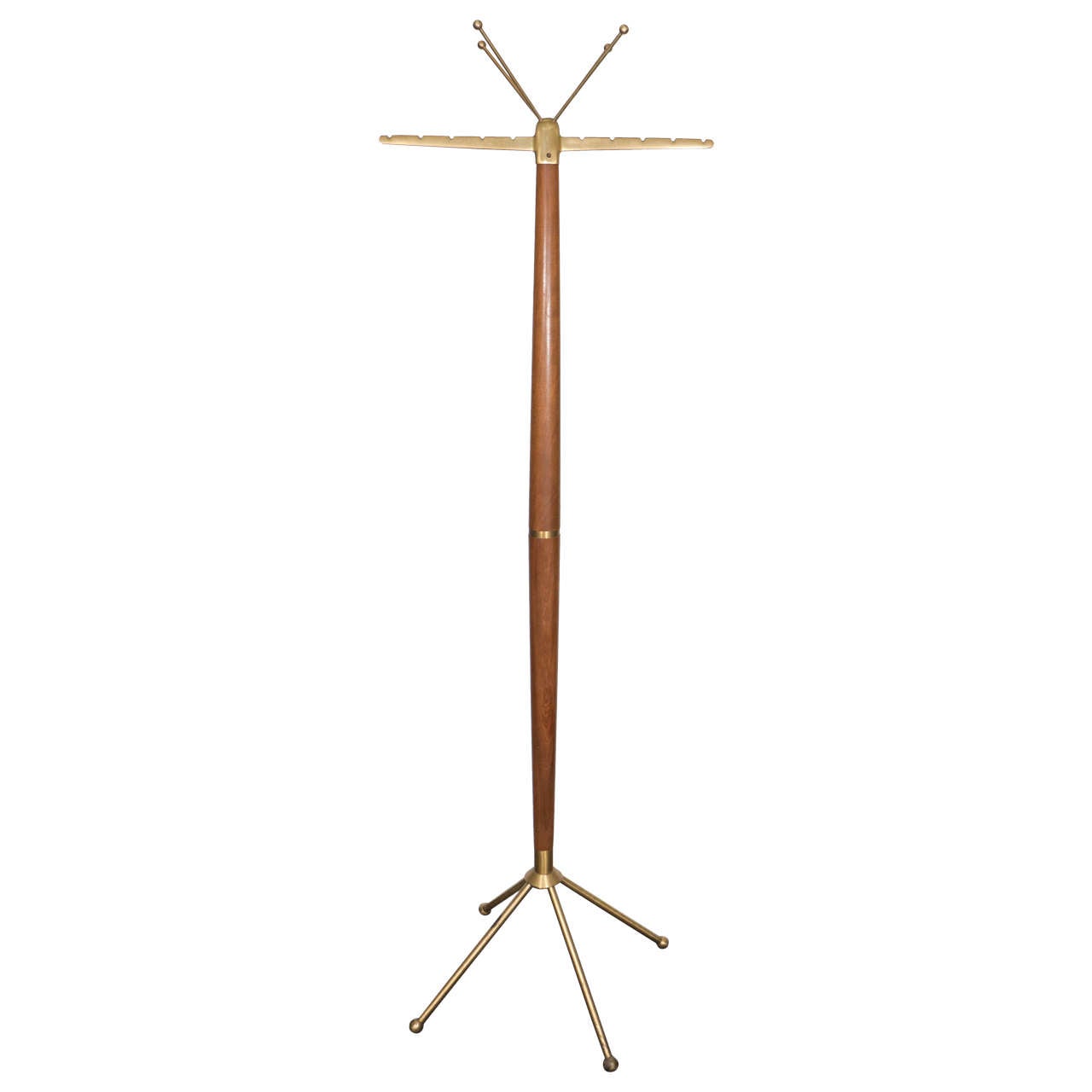 A Midcentury Tapered Wood Coat Stand in the Style of Gio Ponti