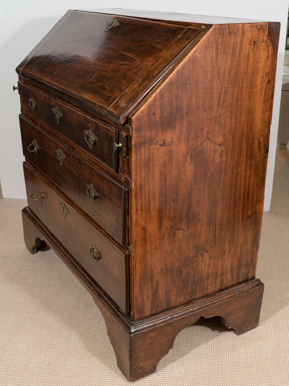 18th Century English Mahogany Slant Front Desk or Bureau 1