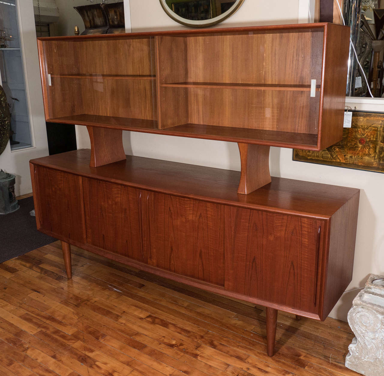 Midcentury Arne Vodder for H.P. Hansen Teak Credenza and Glass Front