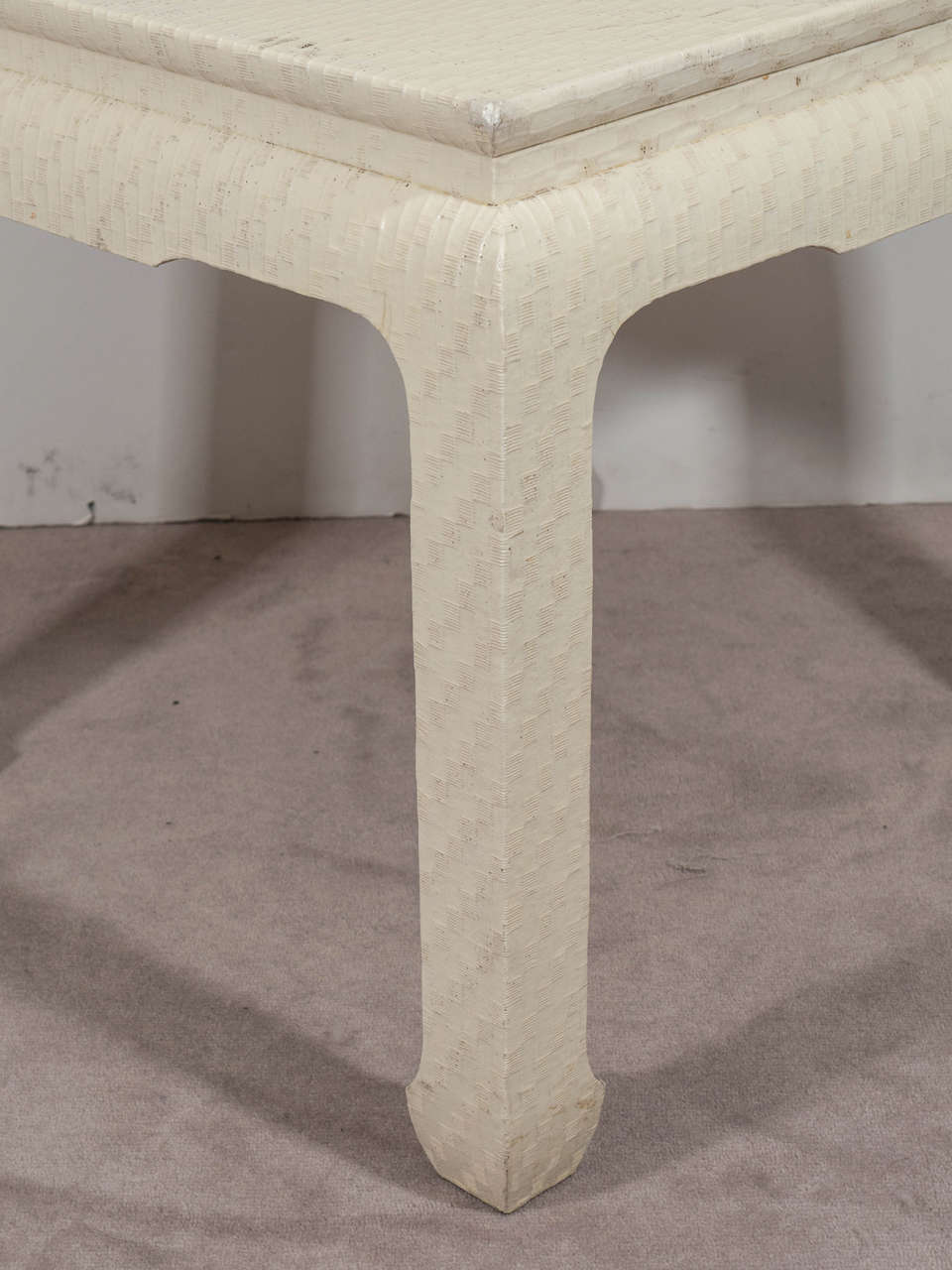 Pair of Baker Side Tables in Lacquered Grasscloth at 1stdibs