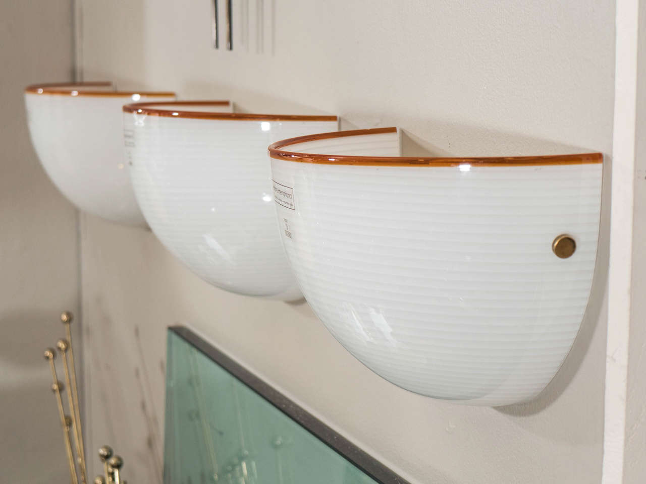 Late 20th Century Set of Three Murano Glass Half Moon Wall Sconces at 1stdibs