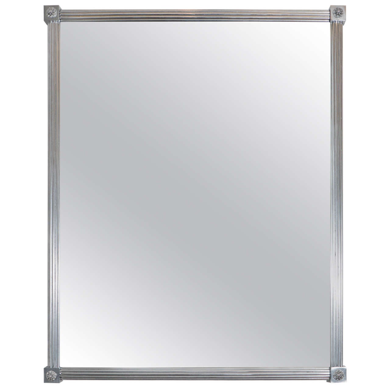 A Sherle Wagner Art Deco Style Wall Mirror in Brushed Nickel at 1stdibs