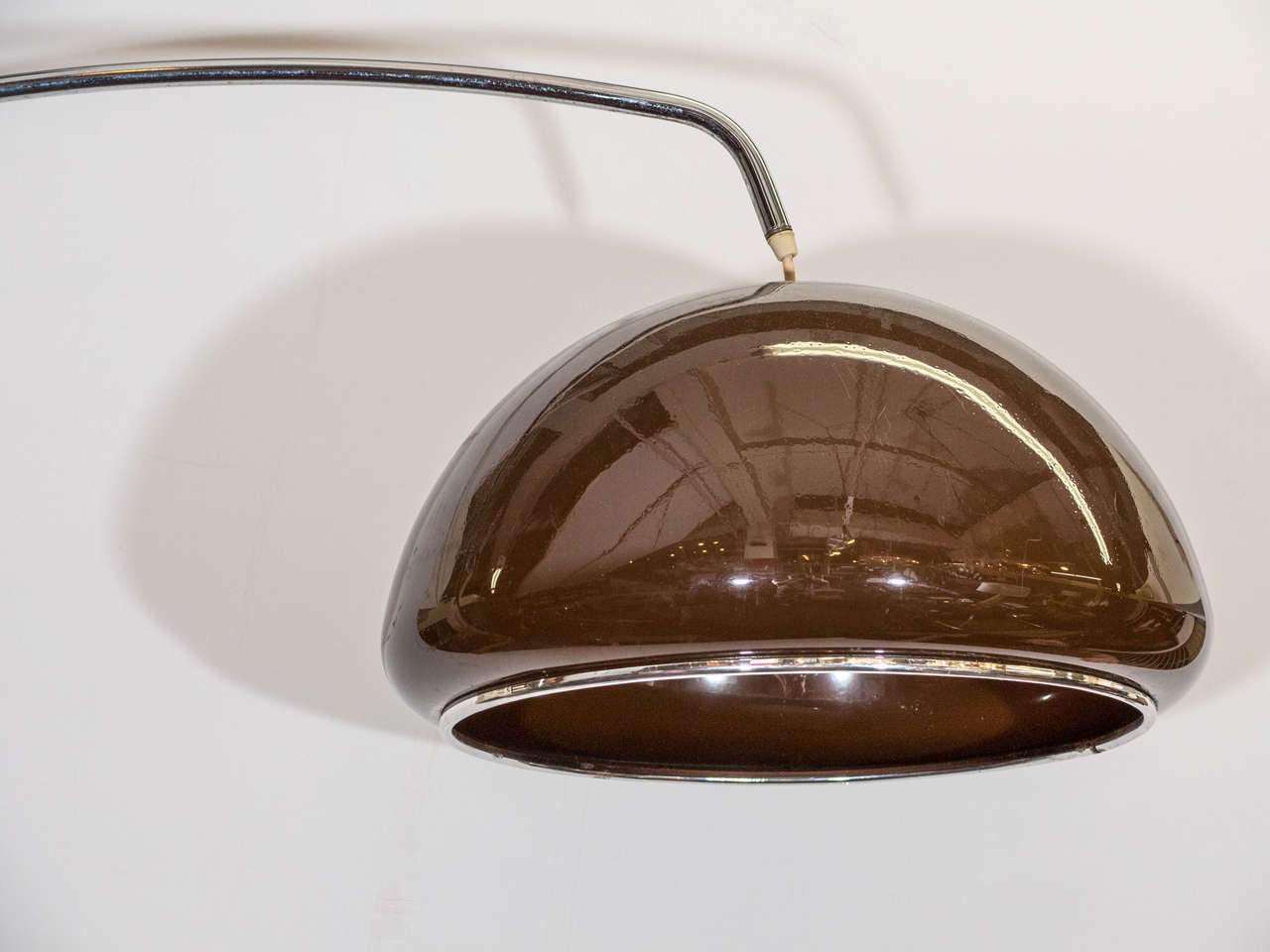 Modern Large Chrome Arching Floor Lamp with Brown Shade at 1stDibs