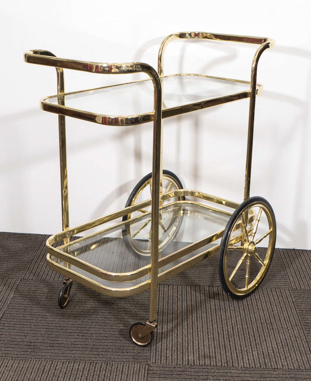 MidCentury Brass Tea Trolley or Bar Cart after Milo Baughman For Sale at 1stDibs mid century