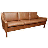 Danish Modern Brown Leather Sofa