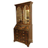 English Black and Gilt Japanned Drop Front Secretary