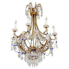 Neoclassical Style Rock Crystal and Glass Chandelier