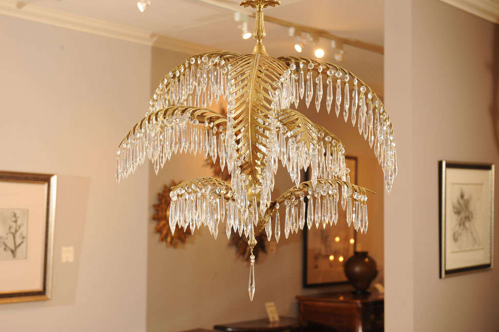 20th Century Second Quarter Century Highly Stylized Gilt Metal Chandelier