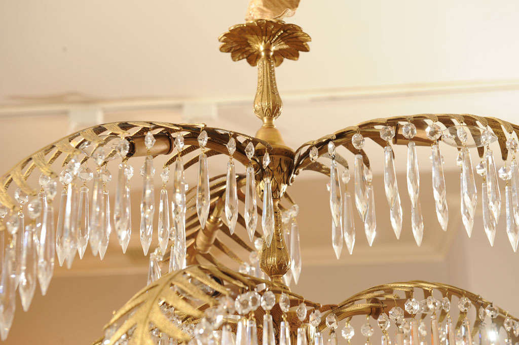 Second Quarter Century Highly Stylized Gilt Metal Chandelier 3