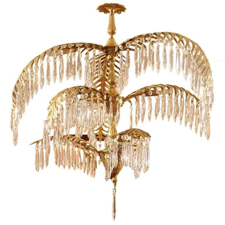 Second Quarter Century Highly Stylized Gilt Metal Chandelier