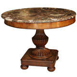 Early 19th Century  Regency Mahogany and Marble Top Center Table