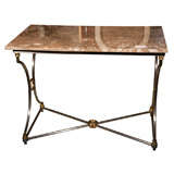 Steel and Brass Center Table by Maison Jansen