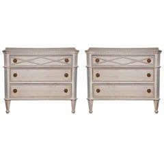 Pr of Swedish three Drawer Commode Chests