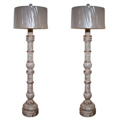 Vintage Pair of Painted Baluster Form Floor Lamps