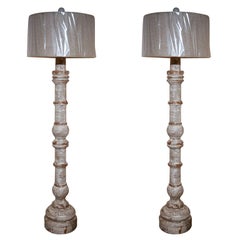 Vintage Pair of Painted Baluster Form Floor Lamps