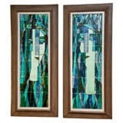 Pair of Mid-Century Modern Tiled Wall Panels by Harris Strong 8