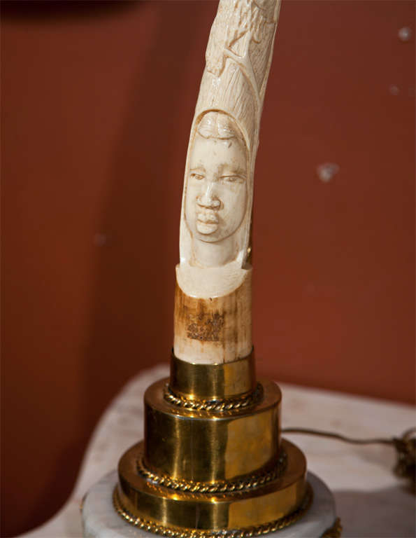 Contemporary Carved Tusk Lamp
