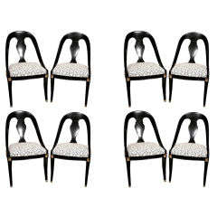 Set of 8 Ebonized Dining Chairs by Maison Jansen