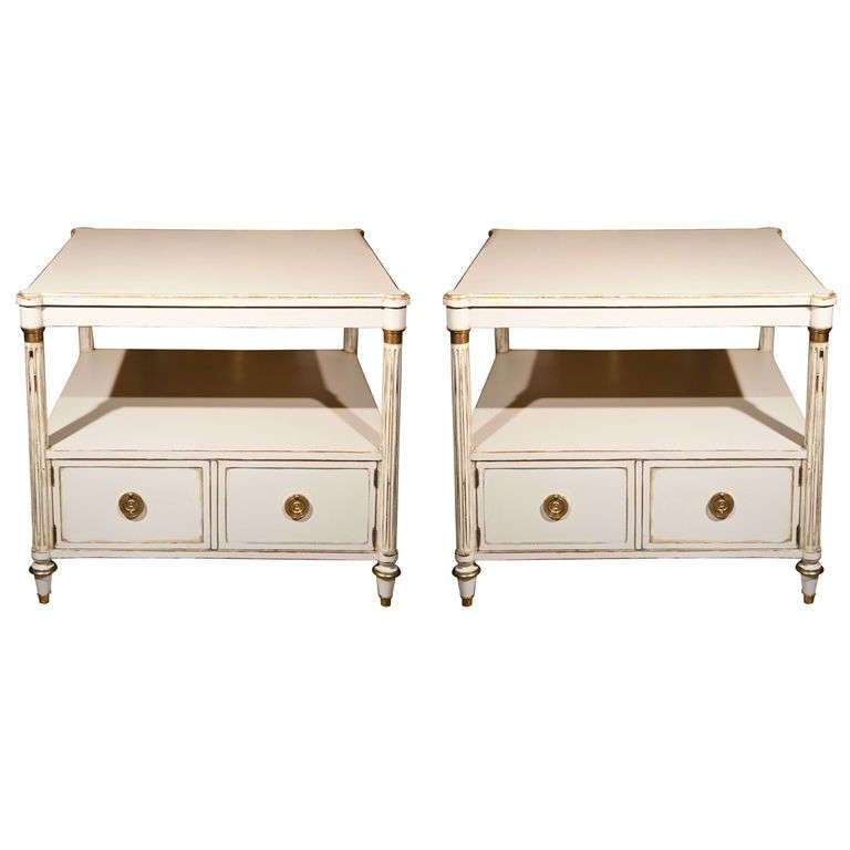Pair of White Painted End Tables