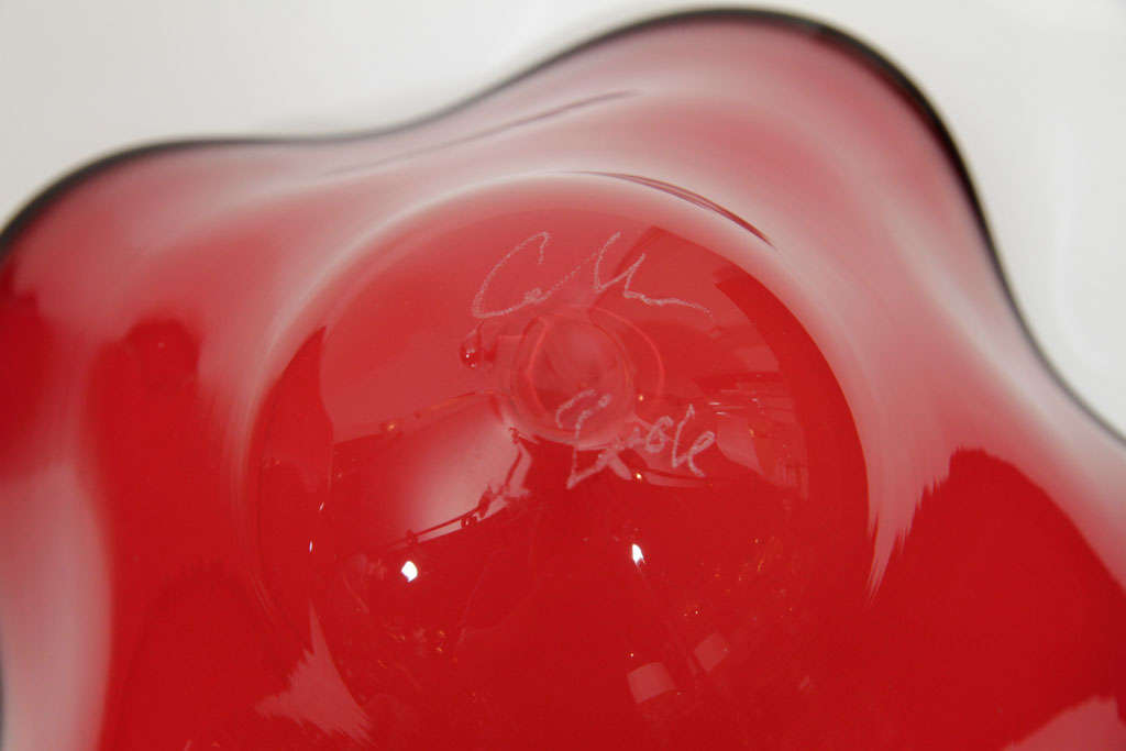 Set of Four Red Art Glass Nesting Bowls in the manner of Chihuly 3