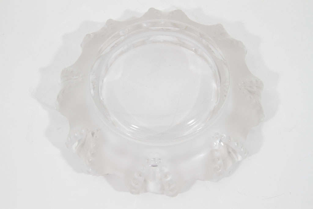 20th Century Exquisite Frosted Glass Bowl with Octopus Detailing by Lalique