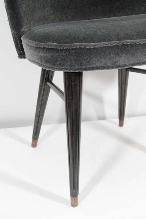 Modernist Mid-Century Curved Back Mohair Vanity Stool 3