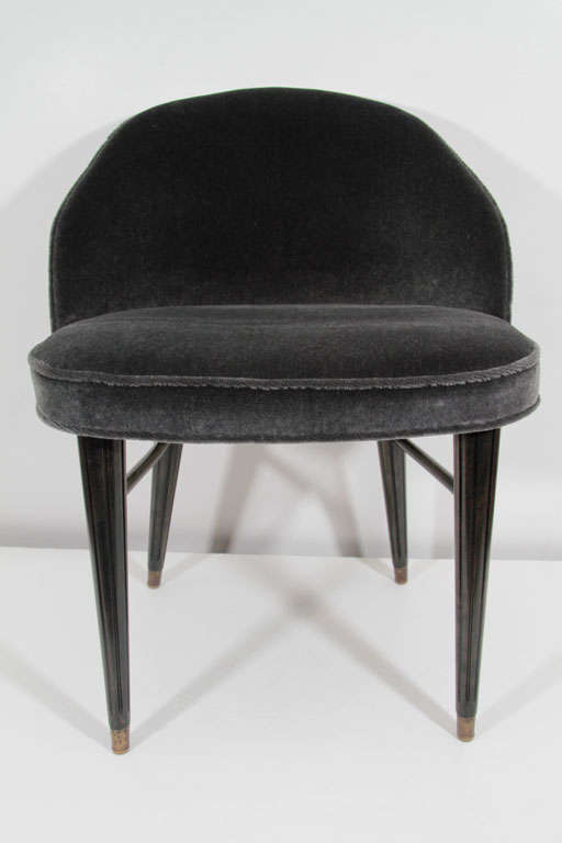 20th Century Modernist Mid-Century Curved Back Mohair Vanity Stool