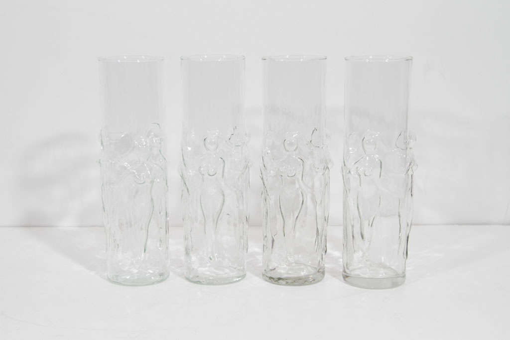 Set of 8 Dancing Nude  Art Deco  Highballs
